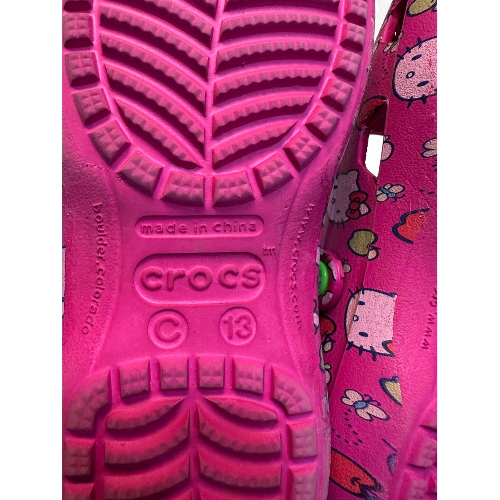 Crocs Hello Kitty Mary Jane Pink Clog Shoes Girls Kids Size 13 Slip On Sandals - Picture 2 of 2